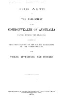 Acts of the Parliament of the Commonwealth of Australia Passed During the Year