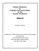 Library Statistics of Colleges and Universities in the Pacific Northwest, 1980-81