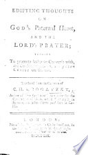 Edifying Thoughts on God s Paternal Heart  and the Lord s Prayer     Translated from the German
