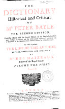 The Dictionary Historical and Critical of Mr  Peter Bayle