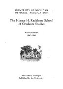 Catalogue of the University of Michigan