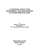 A National Policy for Assessment and Management of Environmental Risk