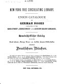 Union Catalogue of German Books Contained in the Bond Street   George Bruce   and Jackson Square libraries