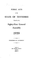 Public Acts of the State of Tennessee Passed by the ... General Assembly