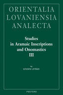 Studies in Aramaic Inscriptions and Onomastics