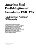 American Book Publishing Record Cumulative 1950 1977
