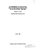 An Assessment of Population  Health  and Education Policies in the Philippines  1986 1988