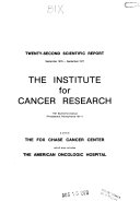 Scientific Report - Institute for Cancer Research and the Lankenau Hospital Research Institute