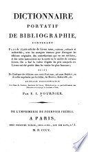 Dictionnaire portatif de Bibliographie