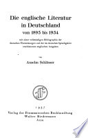 Die englische literatur in Deutschland von 1895 bis 1934