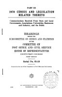 1970 Census and Legislation Related Thereto