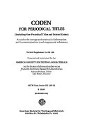 Coden for Periodical Titles (Including Non-periodical Titles and Deleted Coden)