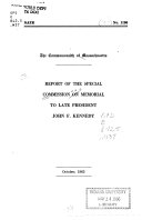 Report of the Special Commission on Memorial to Late President John F. Kennedy