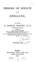 Errors of Speech and of Spelling