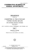 Confirmation Hearings on Federal Appointments