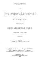 Transactions of the Department of Agriculture of the State of Illinois with Reports from County Agricultural Societies for the Year