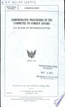 Administrative Procedures of the Committee on Foreign Affairs, U.S. House of Representatives