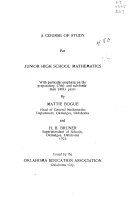 A Course of Study for Junior High School Mathematics