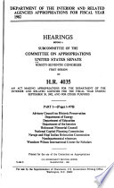 Department of the Interior and Related Agencies Appropriations for Fiscal Year 1982