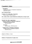 Cumulative Index Geophysics, Journal of the Society of Exploration Geophysicists (1936-1988 Inclusive) ; Early Geophysical Papers ; Geophysics, the Leading Edge of Exploration (selected Papers, 1982-88 Inclusive) ...