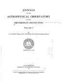 Annals of the Astrophysical Observatory of the Smithsonian ...