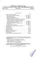 Official Gazette of the United States Patent and Trademark Office Book