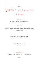 The British Catalogue of Books Published from October 1837 to December 1852
