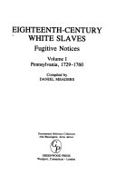 Eighteenth century White Slaves  Pennsylvania  1729 1760
