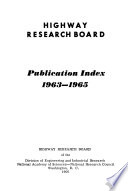 Publication Index - Highway Research Board
