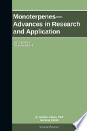 Monoterpenes   Advances in Research and Application  2013 Edition Book