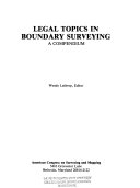 Legal Topics in Boundary Surveying