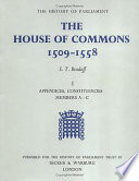The House of Commons  1509 1558  Appendices  constituencies  members A C Book