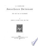 A Concise Anglo Saxon Dictionary Book PDF