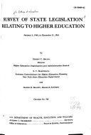 Survey of State Legislation Relating to Higher Education