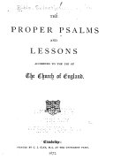 Proper Psalms and Lessons  According to the Use of the Church of England