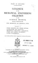 Catalogue of the Mechanical Engineering Collection in the Science Museum  South Kensington