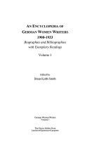 An Encyclopedia Of German Women Writers 1900 1933