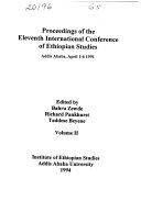 Proceedings of the Eleventh International Conference of Ethiopian Studies Book