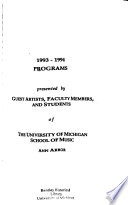 School of Music, Theatre & Dance (University of Michigan) Publications
