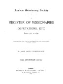 Register of Missionaries, Deputations, Etc., from 1796 to 1896