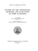 Studies on the Physiology  Genetics  and Evolution of Some Cladocera