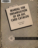 Manual For Organization Of An Aec Card Catalog