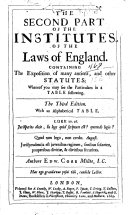 The Second Part of the Institutes of the Laws of England
