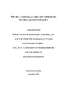 Medial Temporal Lobe Contributions to Declarative Memory