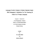 Language function analysis in modern standard arabic with pedag...