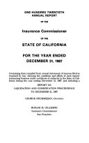 Annual Report of the Insurance Commissioner of the State of California