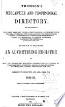 Thomson's Mercantile and Professional Directory, for the States of Delaware, Maryland, Virginia, North Carolina, and the District of Columbia...