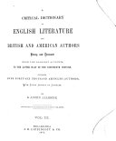 A Critical Dictionary of English Literature and British and American Authors