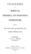 Cyclopaedia of Biblical  Theological  and Ecclesiastical Literature