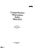 Comprehensive Dissertation Index 1861 1972 Education